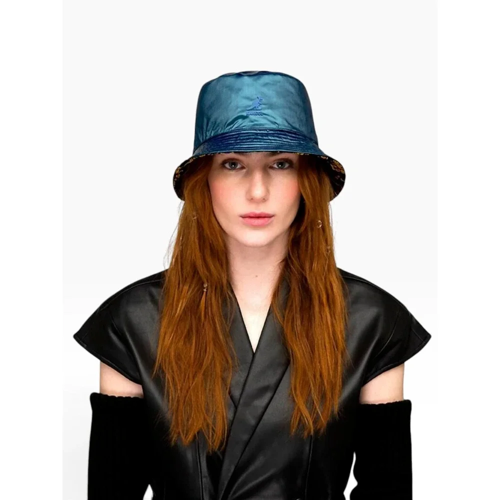 Kangol Floral Jacquard Reversible Bucket Hat Navy Gold Teal K5396 Large NWOT